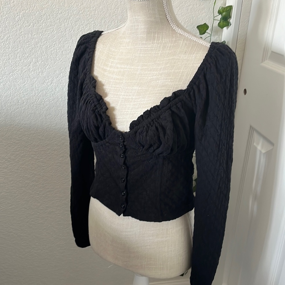 Medium Free People Black Sweetheart Top